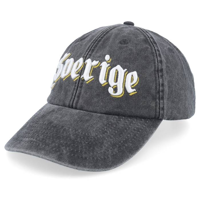 Hatstore 【 3D Sverige White Script Washed Back Dad Cap Men Black 】 白色 ホワイト スクリプト キャップ 帽子 メンズ 黒色 ブラック｜スニケス