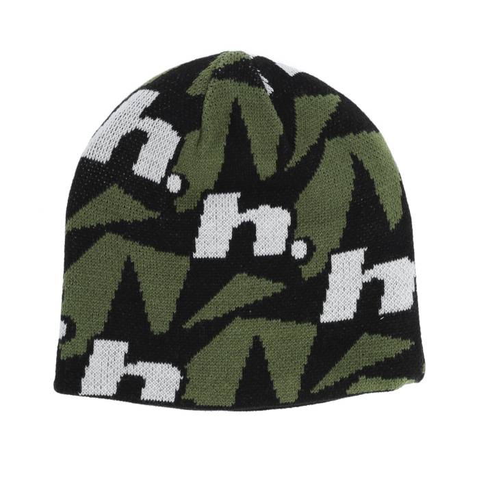 ハフ Huf 【 H Star Repeat Skull Beanie Olive Beanie Men Green / Black 】 旗がしら かぶり笠 olive オリーブ メンズ green 緑・緑であること 黒いこと 黒いこと