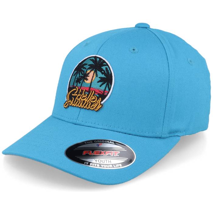 Kiddo Cap 【 Kids Hello Summer Palm Sunset Ocean Blue Flexfit Kids Blue 】 Summer サマー 青色 ブルー ジュニア キッズ 青色 ブルー｜スニケス