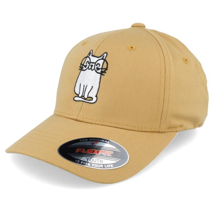 Kiddo Cap 【 Kids Little Cat With Glasses Curry Flexfit Kids Beige 】 眼鏡 カリー ジュニア キッズ ベージュ|スニケス
