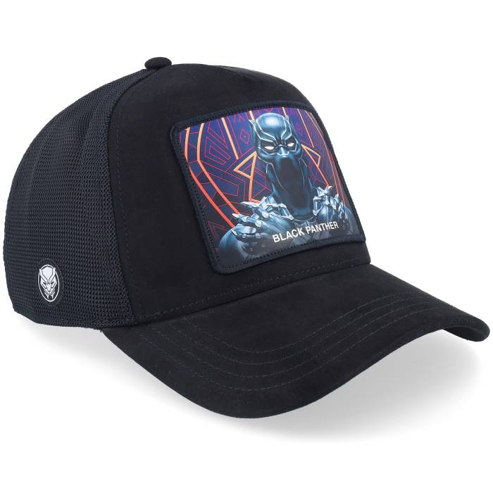 Capslab 【 Marvel Black Panther Black Premium A-Frame Trucker Men Black 】 黒いこと 黒いこと Premium 割り増し金 トラッカー メンズ 黒いこと 黒いこと