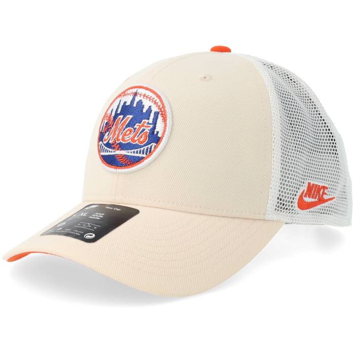 Nike Mlb 【 New York Mets Dri-Fit Rise Natural/Sundown/White Trucker Men Beige 】 メッツ 素っ気ない相応う ライズ トラッカー メンズ ベージュ