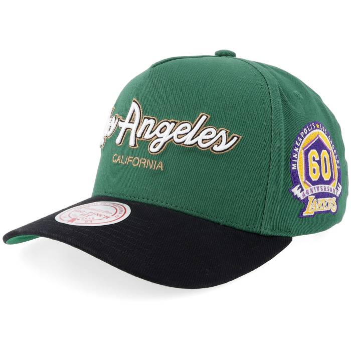 ミッチェル&ネス Mitchell & Ness 【 Los Angeles Lakers Script 2.0 Pro Crown Dark Green/Black/Green A-Frame Adjustable Men Green 】 Lakers レイカーズ スクリプト プロ メンズ green 緑・グリーン