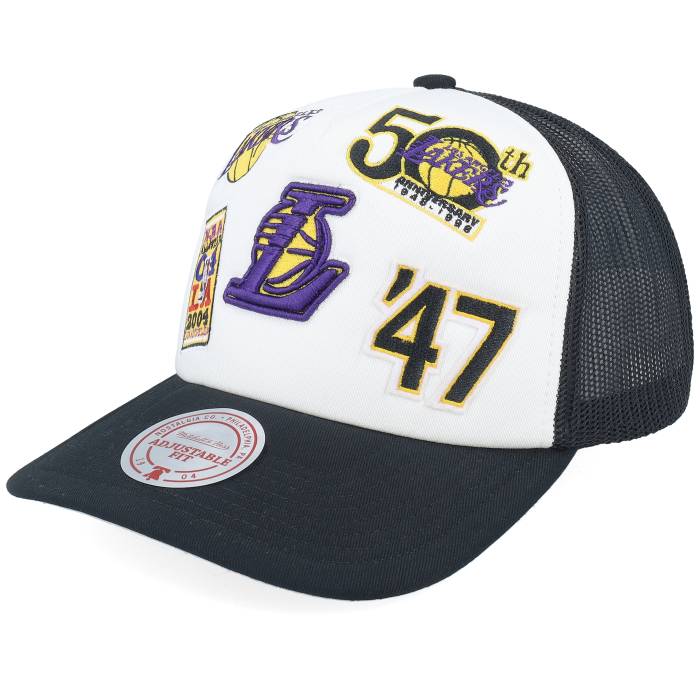 ミッチェル&ネス Mitchell & Ness 【 Los Angeles Lakers Gridlock White/Black A-Frame Trucker Men White / Black 】 Lakers レイカーズ トラッカー メンズ 白色 ホワイト 黒色 ブラック