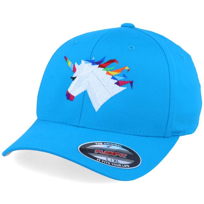 Origami 【 Rainbow Paper Unicorn Aqua Flexfit Men Blue 】 虹色 レインボー アクア メンズ 青色 ブルー|スニケス