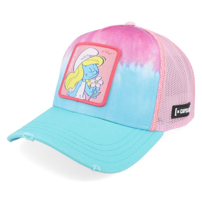 【★百貨店SALE★6/11真夜中2時迄】Capslab 【 Kids Smurfs Feeling Cute Pink/Blue A-Frame Trucker Kids Blue / Pink 】 トラッカー お坊っちゃん キッズ 青碧 青碧 pink さくら色