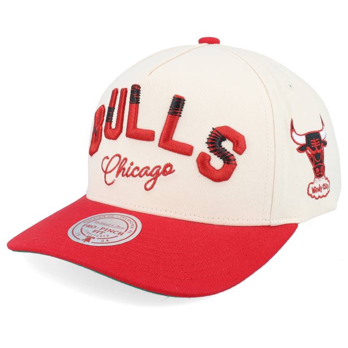 ミッチェル&ネス Mitchell & Ness 【 Chicago Bulls Staggered Zag Pro Off White/Red A-Frame Adjustable Men White 】 シカゴ ブルズ プロ メンズ 白色 ホワイト