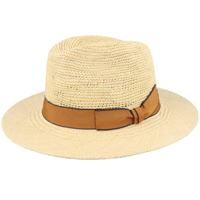【★百貨店SALE★6/11十二時2時迄】Mjm Hats 【 Blue Line Bio Panama Natural/Curry Band Straw Hat Men Beige 】 青み 青色 メンズ ベージュ