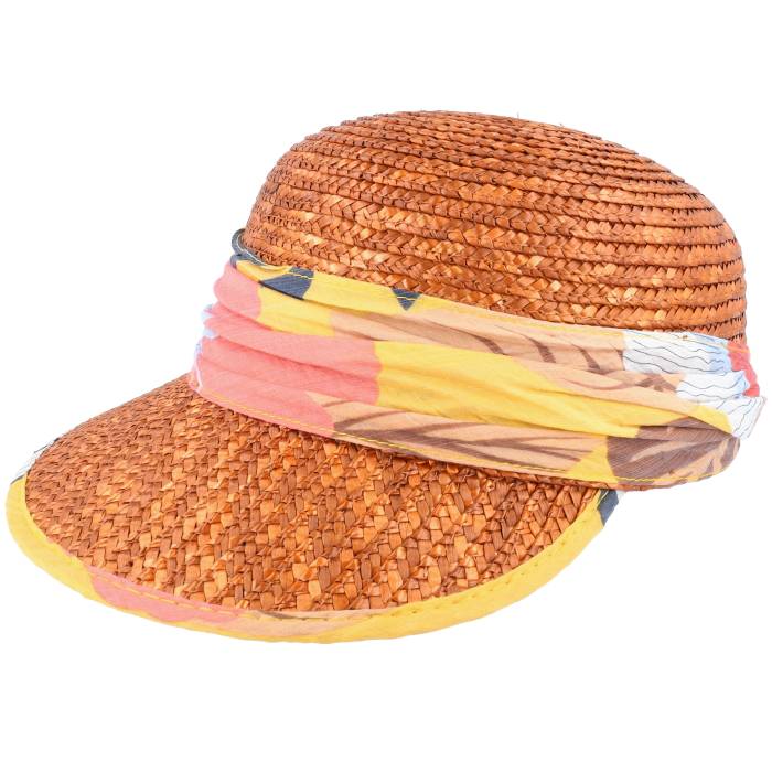 Seeberger 【 Cap With Flower Fabric Teak Honey Straw Hat Women Beige 】 旗がしら かぶり笠 チーク お前さん レディース ベージュ