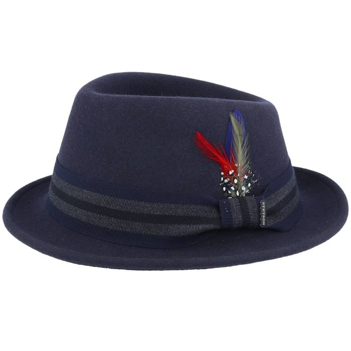 ステットソン Stetson 【 Player Woolfelt Navy/Gunmetal Trilby Men Blue 】 メンズ 青色 ブルー