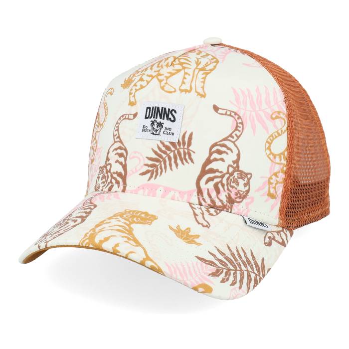 Djinns 【 Hft Cap Aloha Tiger Light A-Frame Trucker Men Beige 】 キャップ 帽子 アロハ トラッカー メンズ ベージュ