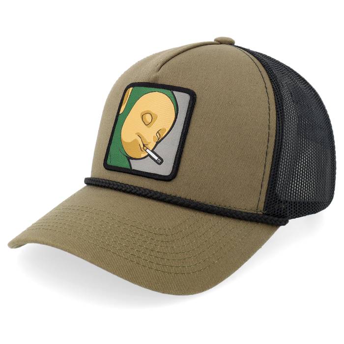 Boom 【 Little Green Smoke Guy Rope Olive/Black A-Frame Trucker Men Black 】 green 緑・グリーン トラッカー メンズ 黒色 ブラック｜スニケス