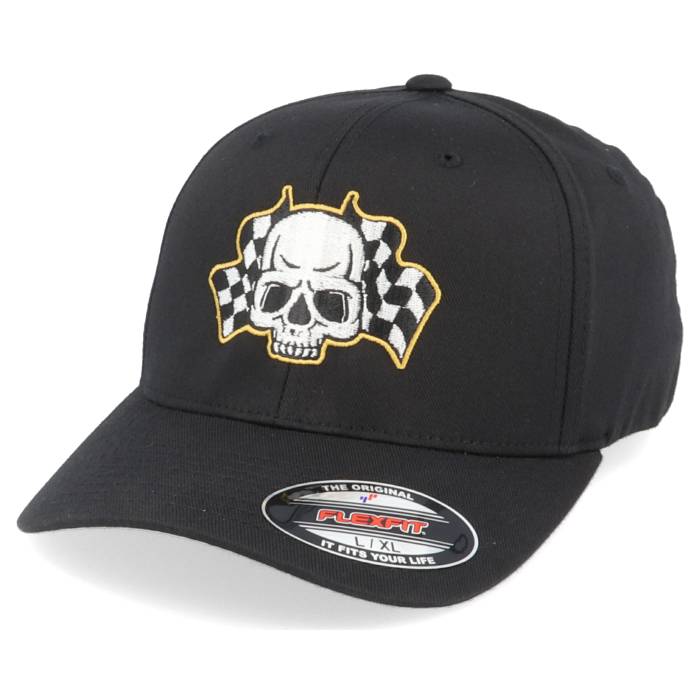 Born To Ride 【 Racing Flags Skull Black Flexfit Men Black 】 黒色 ブラック メンズ 黒色 ブラック|スニケス