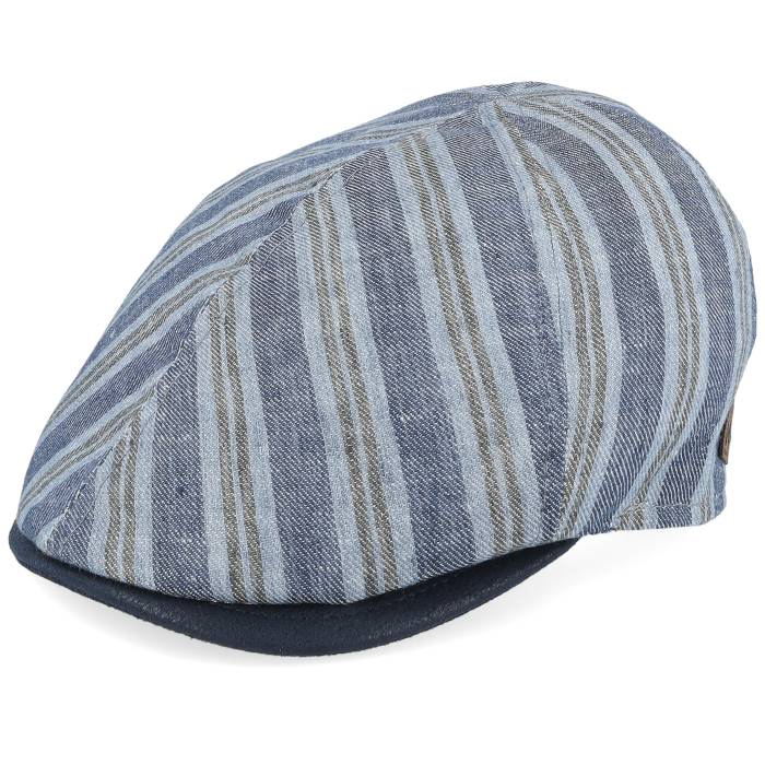 【★百貨店SALE★6/11真夜中2時迄】Mjm Hats 【 Broker 51 Linen Blue Stripe Flat Cap Men Blue 】 青碧 青碧 Stripe 縞模様 旗がしら 鳥打ち帽 メンズ 青碧 青碧