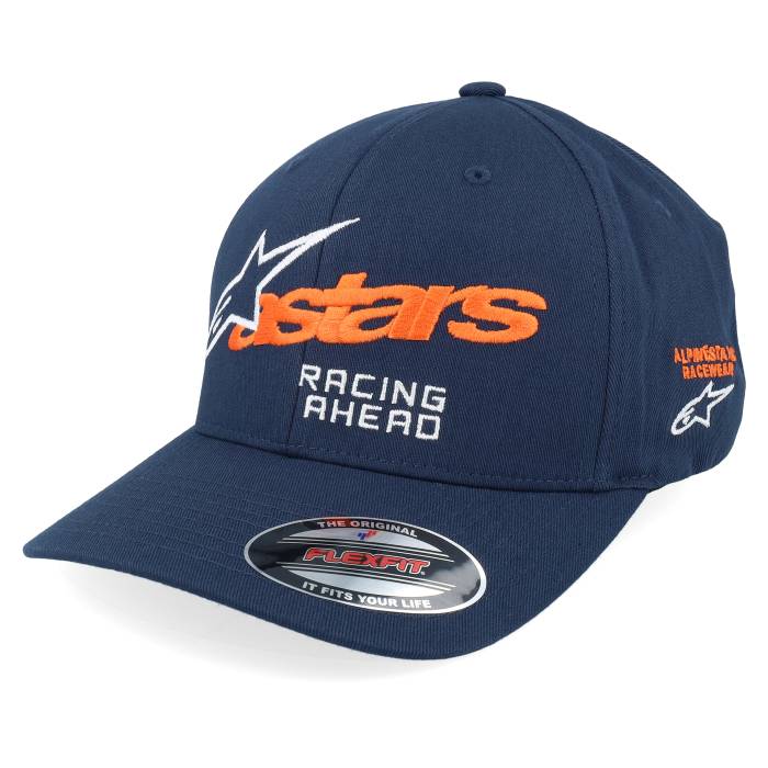 アルパインはやりっ子 Alpinestars 【 Entitled Hat Navy/Orange Flexfit Men Blue 】 メンズ 青味 青み