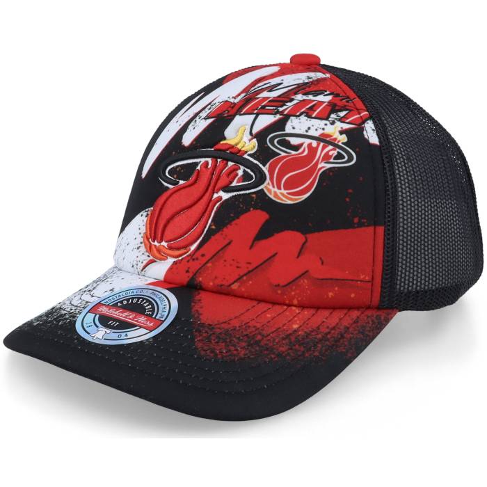 ミッチェル&ネス Mitchell & Ness 【 Miami Heat Hyper Black Trucker Men Black 】 マイアミ ヒート 黒色 ブラック トラッカー メンズ 黒色 ブラック｜スニケス