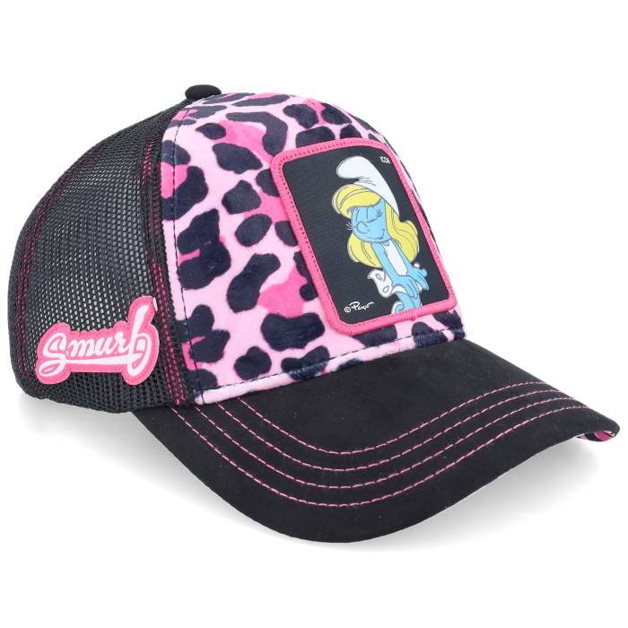 【★百貨店SALE★6/11真夜中2時迄】Capslab 【 Kids Smurfs Leopard Pink/Black A-Frame Trucker Kids Pink 】 ヒョウ柄 レオパード トラッカー お坊っちゃん キッズ pink さくら色