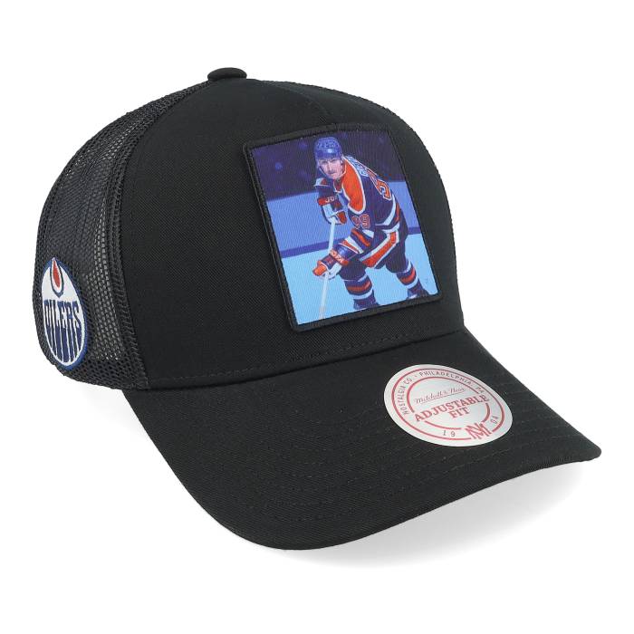 ミッチェル&ネス Mitchell & Ness 【 Hatstore Exclusive X Edmonton Oilers Legendary Black A-Frame Trucker Men Black 】 エドモントン オイラーズ 黒色 ブラック トラッカー メンズ 黒色 ブラック｜スニケス