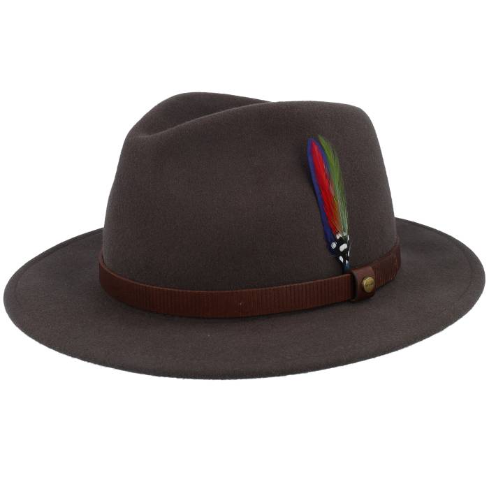 ステットソン Stetson 【 Tller Woolfelt Dark Brown Fedora Men Brown 】 赤銅色 赤銅色 メンズ 赤銅色 赤銅色