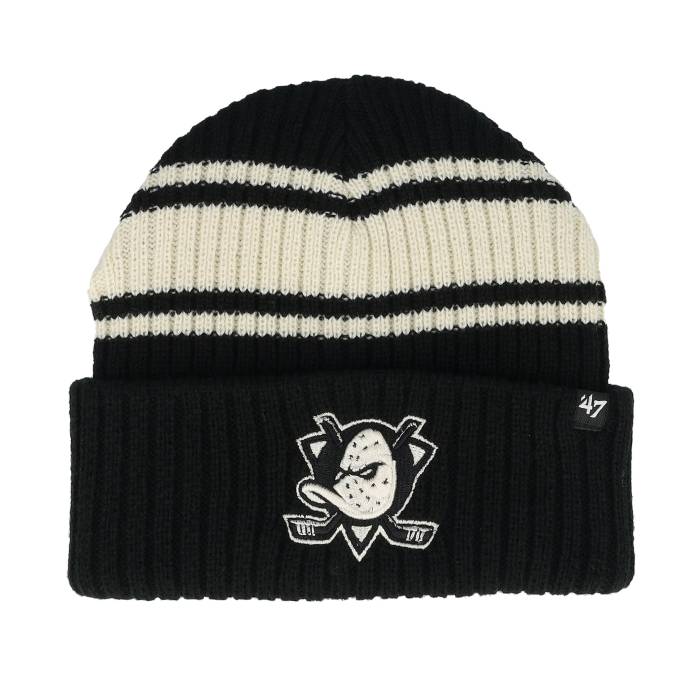 フォーティーセブンブランド 47 Brand 【 Anaheim Ducks Harbor Stripe 47 Black/White Knit Cuff Men Black 】 アナハイム ダックス Stripe ストライプ ニット メンズ 黒色 ブラック