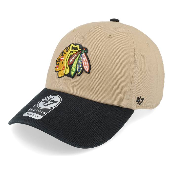 フォーティーセブンブランド 47 Brand 【 Chicago Blackhawks Nhl Tone 47 Clean Up Khaki/Black Dad Cap Men Beige 】 シカゴ ブラックホークス キャップ 帽子 メンズ ベージュ|スニケス