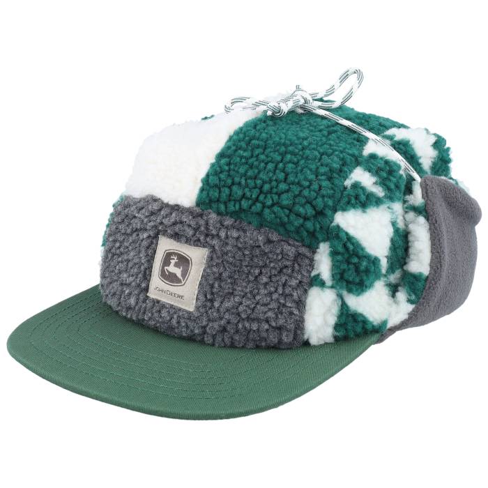 John Deere 【 Winter Cap Dark Green/Charcoal/Ivory Ear Flap Men Green 】 冬期 旗がしら かぶり笠 メンズ green 緑・緑であること