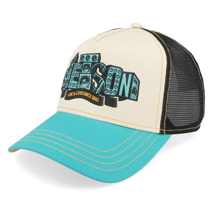 ステットソン Stetson 【 Soundbox Turquoise/Beige A-Frame Trucker Men White 】 トラッカー メンズ 白色 ホワイト｜スニケス
