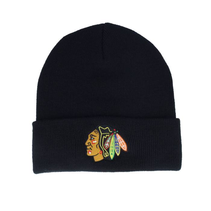 アメリカンニードル American Needle 【 Chicago Blackhawks Terrain Knit Solid Black Cuff Men Black 】 シカゴ ブラックホークス ニット ソリッド 黒色 ブラック メンズ 黒色 ブラック｜スニケス