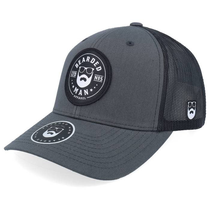 Bearded Man 【 Beard Logo R 6-Panel 2-Tone Charcoal/Black Trucker Men Grey 】 ロゴ トラッカー メンズ 灰色 グレー|スニケス