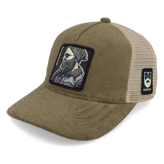 Bearded Man 【 Cap Man Modern Terry Olive Green/Khaki A-Frame Trucker Men Green 】 キャップ 帽子 モダン olive オリーブ トラッカー メンズ green 緑・グリーン
