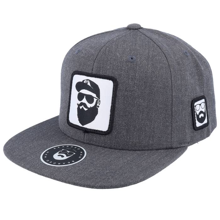 Bearded Man 【 Cap Man Woven Patch Dark Heather Grey Snapback Men Grey 】 キャップ 帽子 Woven ウーブン heather ヘザー 灰色 グレー Snapback スナップバック バッグ メンズ 灰色 グレー