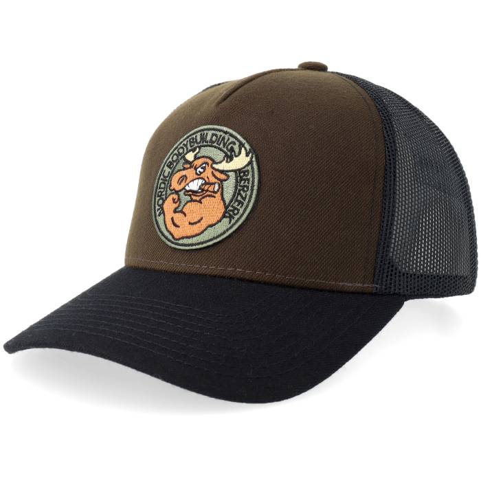 Berzerk 【 Jacked Moose Olive Round Patch Brown/Black A-Frame Trucker Men Brown 】 olive オリーブ トラッカー メンズ 茶色 ブラウン