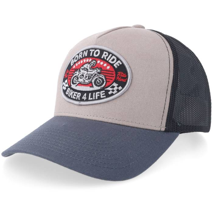 Born To Ride 【 Biker 4 Life Patch Light Grey/Black/Charcoal A-Frame Trucker Men Grey 】 トラッカー メンズ 灰色 グレー