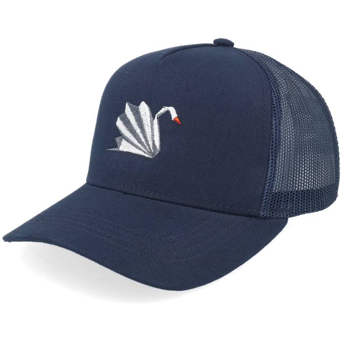 Kiddo Cap 【 Kids Paper Swan Navy A-Frame Trucker Kids Blue 】 紺色 ネイビー トラッカー ジュニア キッズ 青色 ブルー｜スニケス