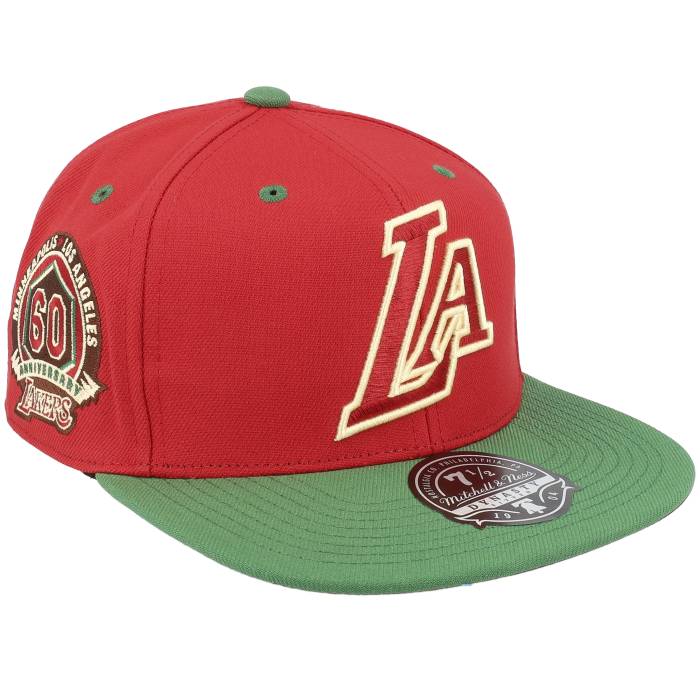 ミッチェル\u0026ネス Mitchell \u0026 Ness 【 Los Angeles Lakers Nightmare Fitted Red/Green Fitted Men Red 】 Lakers レイカーズ 悪夢 メンズ Red 赤・赤いこと