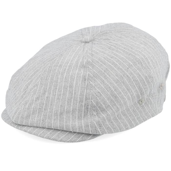ブリクストン Brixton 【 Brood Lw Snap Cap Light Grey/White Stripe Cham Flat Cap Men Grey 】 キャップ 帽子 Stripe ストライプ メンズ 灰色 グレー
