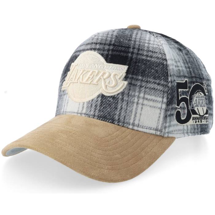 ミッチェル&ネス Mitchell & Ness 【 Los Angeles Lakers Plaid Out Pro Black/Camel A-Frame Adjustable Men Black 】 Lakers レイカーズ プロ メンズ 黒色 ブラック
