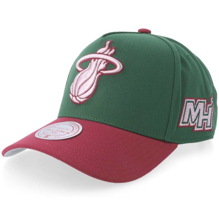 ミッチェル\u0026ネス Mitchell \u0026 Ness 【 Miami Heat Rose Gold Pro Green/Burgundy A-Frame Adjustable Men Green 】 マイアミ 熱さ Rose サクラ色 ゴールド 労働者階級 メンズ green 緑・緑であること