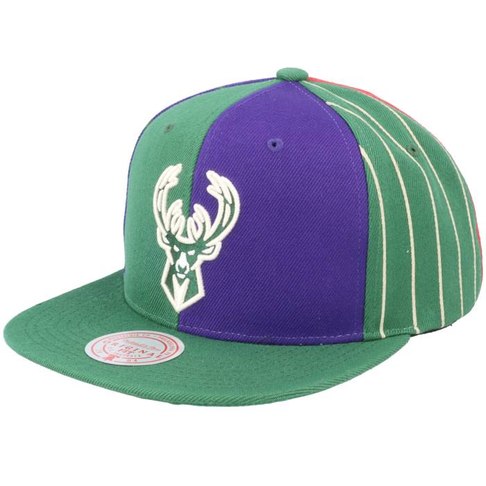 ミッチェル&ネス Mitchell & Ness 【 Milwaukee Bucks What The Pinstripe Green/Purple Sanpback Men Green 】 ミルウォーキー バックス メンズ green 緑・グリーン|スニケス