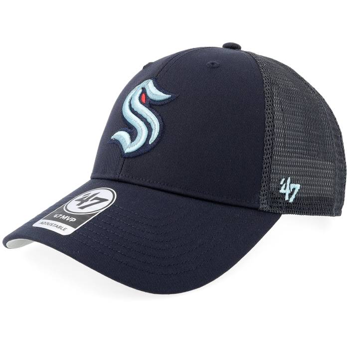 フォーティーセブンブランド 47 Brand 【 Seattle Kraken Branson Mvp Navy Trucker Men Blue 】 シアトル 紺色 ネイビー トラッカー メンズ 青色 ブルー｜スニケス