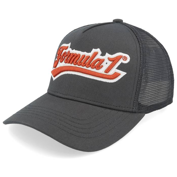 Formula One 【 F1 Logo Legacy Black A-Frame Trucker Men Grey 】 ロゴ legacy レガシー 黒色 ブラック トラッカー メンズ 灰色 グレー|スニケス