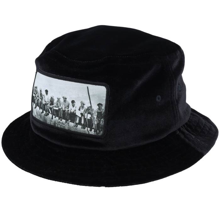Public Domain 【 Lunch Atop A Skyscraper Velvet Black Bucket Men Black 】 晩ご飯 黒いこと 黒いこと メンズ 黒いこと 黒いこと