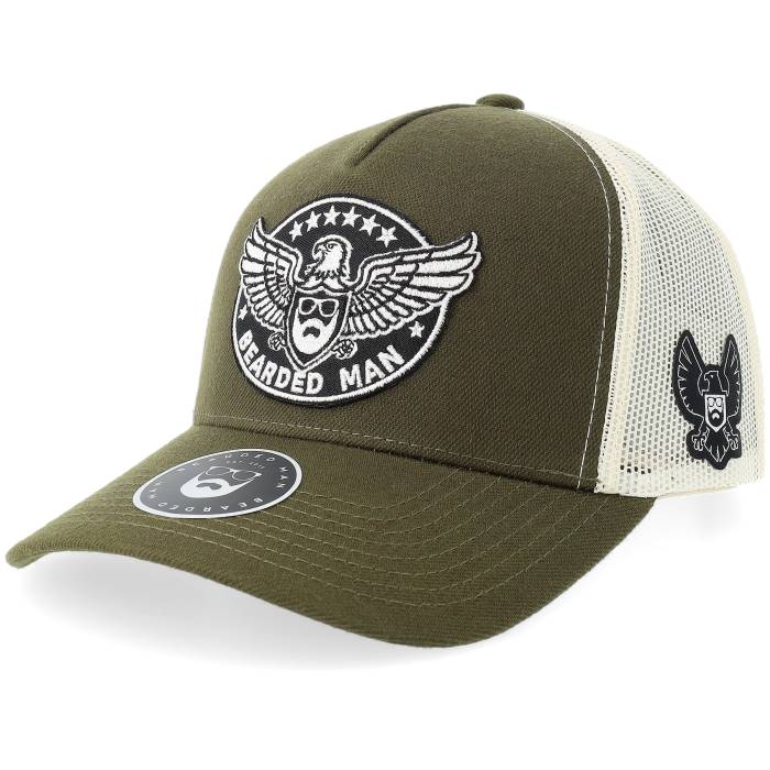 Bearded Man 【 Eagle Logo Olive/Stone A-Frame Trucker Men Green 】 ロゴ トラッカー メンズ green 緑・グリーン 15,048円