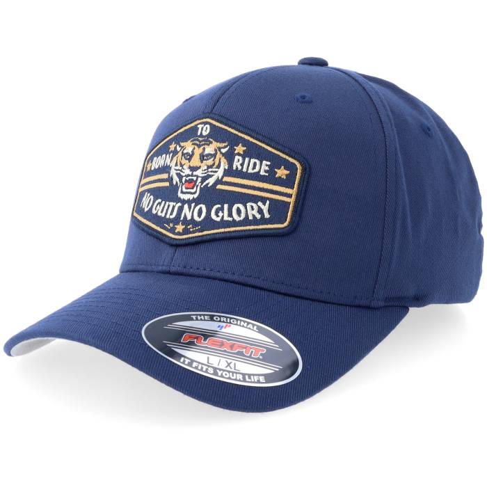 Born To Ride 【 No Guts No Glory Tiger Navy Patch Navy Flexfit Men