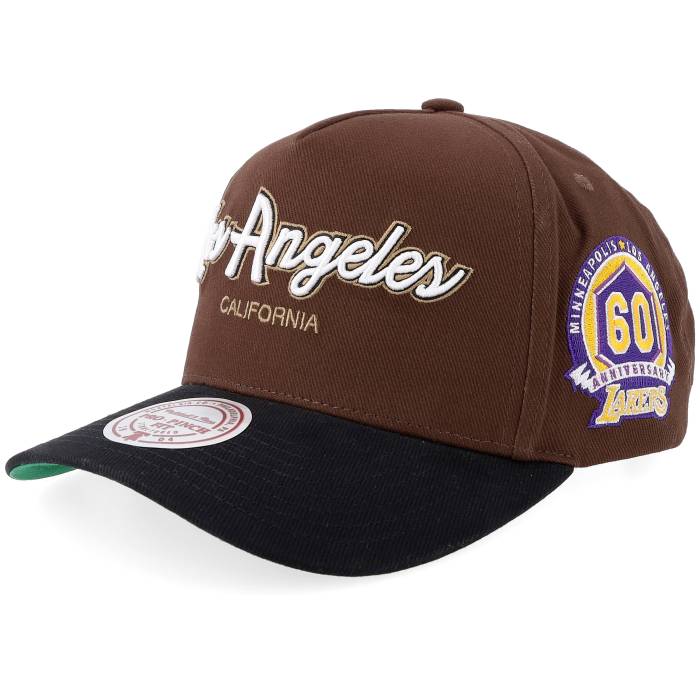 ミッチェル\u0026ネス Mitchell \u0026 Ness 【 Los Angeles Lakers Script 2.0 Pro Crown Brown/Black/Green A-Frame Adjustable Men Brown 】 Lakers レイカーズ 脚本 労働者階級 メンズ 赤銅色 赤銅色