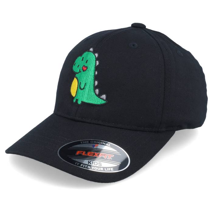 Kiddo Cap 【 Kids Cute Green Dinosaur Black Flexfit Kids Black 】 green 緑・グリーン 黒色 ブラック ジュニア キッズ 黒色 ブラック|スニケス