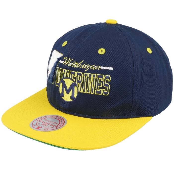 ミッチェル&ネス Mitchell & Ness 【 Michigan Wolverines Varsity Letter Blue/Yellow Snapback Men Blue 】 ミシガン ウルヴァリンズ Snapback スナップバック バッグ メンズ 青色 ブルー
