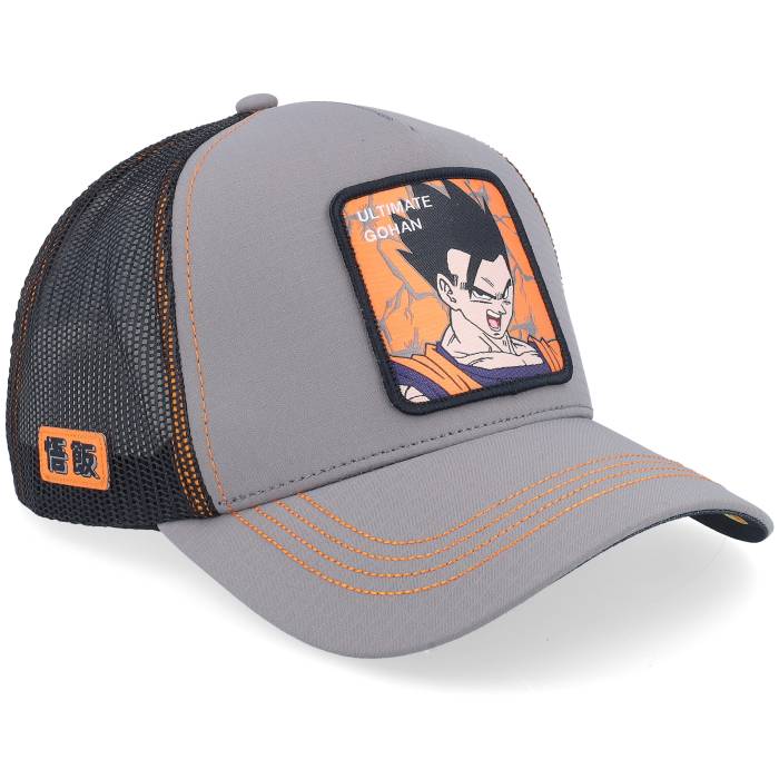 Capslab 【 Dragon Ball Gohan Grey Premium A-Frame Trucker Men Grey 】 火竜 薄墨色 薄墨色 Premium 割り増し金 トラッカー メンズ 薄墨色 薄墨色