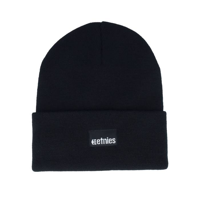 エトニーズ Etnies 【 Label Beanie Black Cuff Men Black 】 キャップ 帽子 黒色 ブラック メンズ 黒色 ブラック｜スニケス