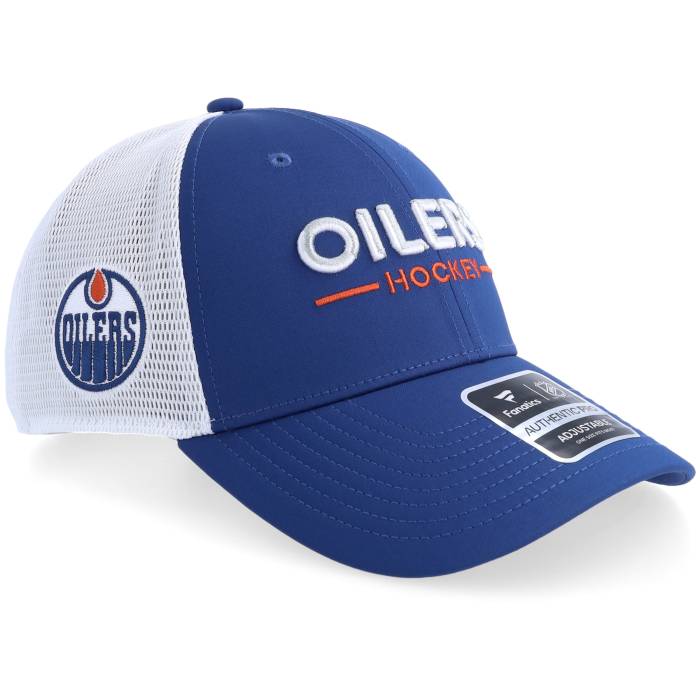 ファナティクス Fanatics 【 Edmonton Oilers Auth Pro A Mesh Blue/White Trucker Men Blue 】 エドモントン オイラーズ 労働者階級 トラッカー メンズ 青味 青み